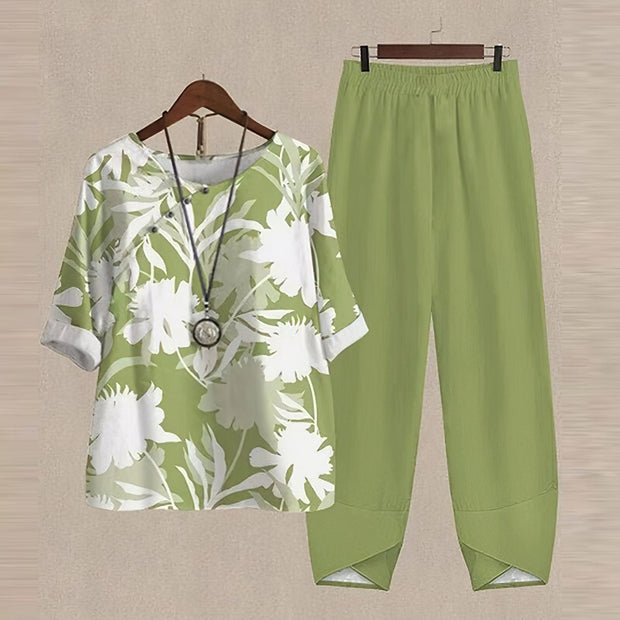 Women's Suit Set Katarina - Flowing Blouse and Elegant Wide Pants, Comfortable and Trendy, Sizes S to XXL