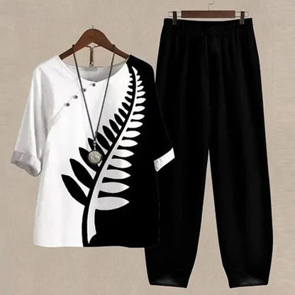 Ensemble Tailleur Femme Katarina - Blouse Fluide et Pantalon Large Élégant, Confortable et Tendance, Tailles S à XXL