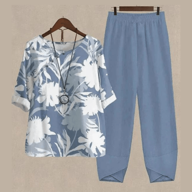 Women's Suit Set Katarina - Flowing Blouse and Elegant Wide Pants, Comfortable and Trendy, Sizes S to XXL