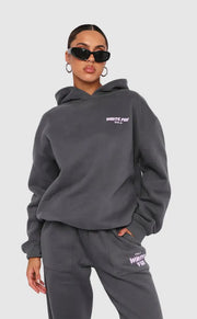 Oversized Cotton Tracksuit Set for Women – Spacious Hoodie and Trendy Joggers, Comfort and Casual Elegance