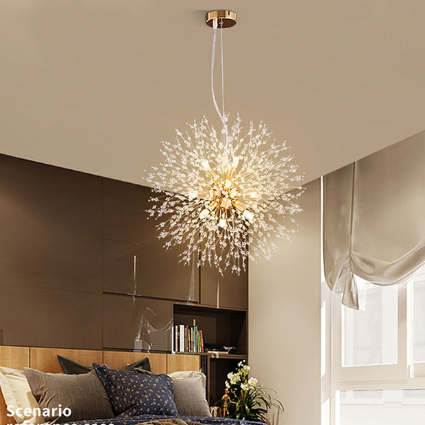 Enchanting dandelion-shaped LED crystal pendant – A chic accent for your living room and dining spaces