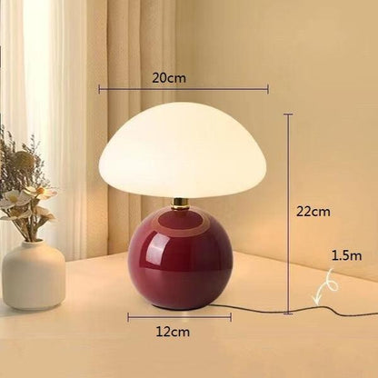 Lampe Champignon Crémeuse Chic Française – Style Vintage LED en Céramique Élégante et PVC avec Luminosité Dimmable
