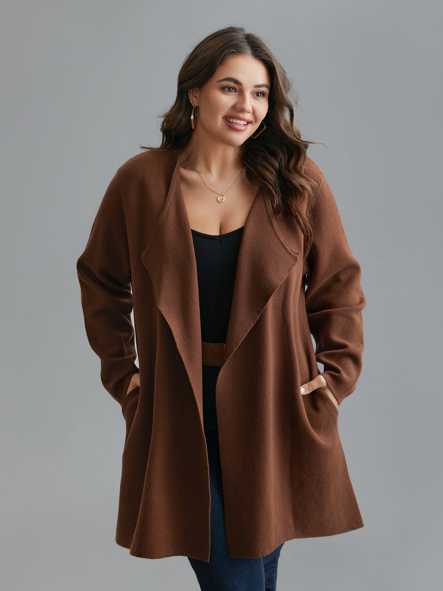 Dames Gebreid Grijs Gilet Maat M met Zijzakken – Comfort en Elegant voor Herfst Winter