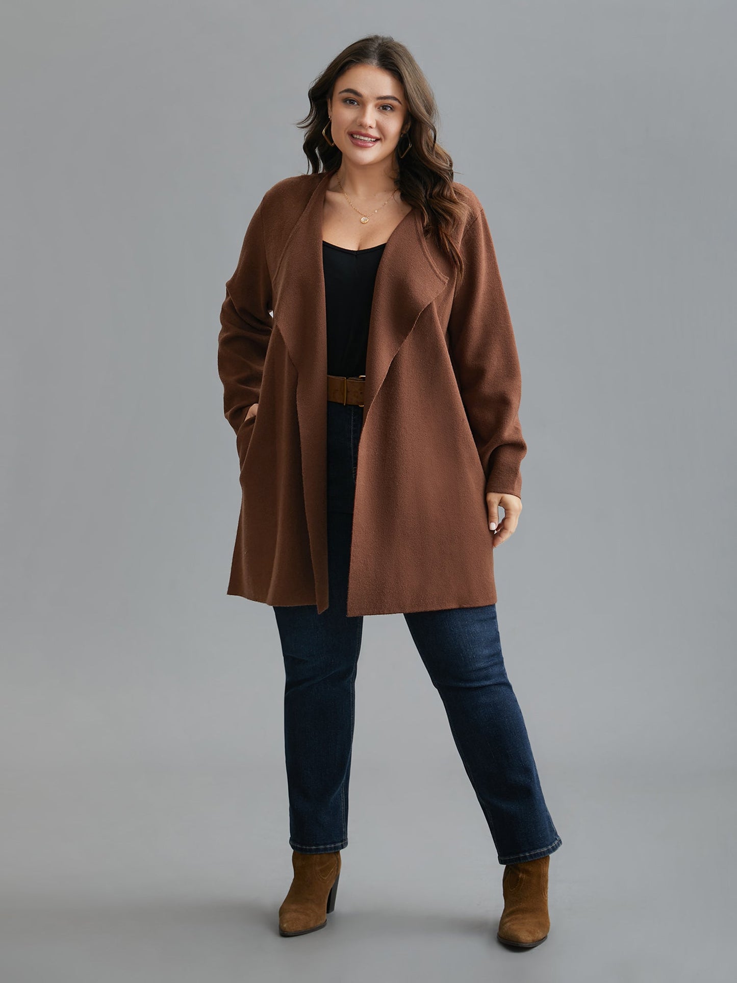 Dames Gebreid Grijs Gilet Maat M met Zijzakken – Comfort en Elegant voor Herfst Winter