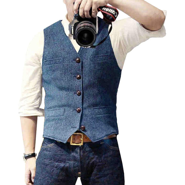 Elegant Men's Vest in Wool and Polyester, Sleeveless Men's Vest, Ideal for Chic and Casual Look
