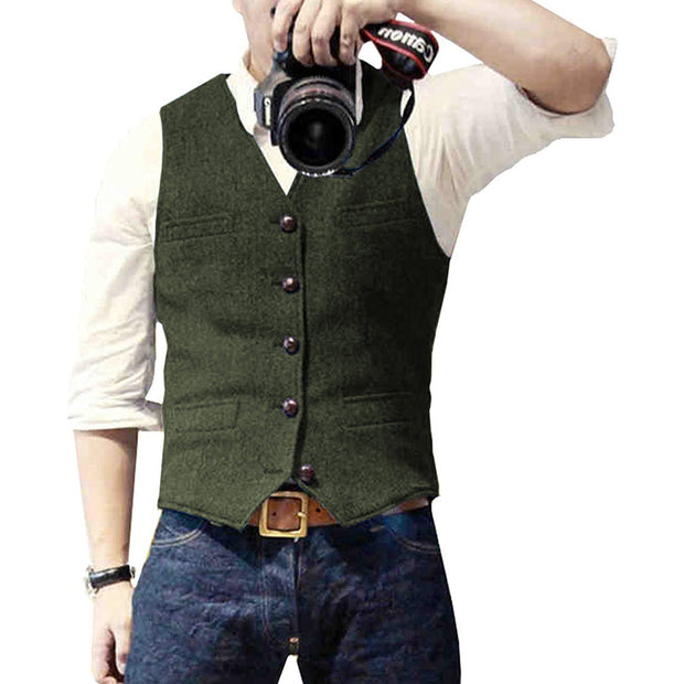 Elegant Men's Vest in Wool and Polyester, Sleeveless Men's Vest, Ideal for Chic and Casual Look
