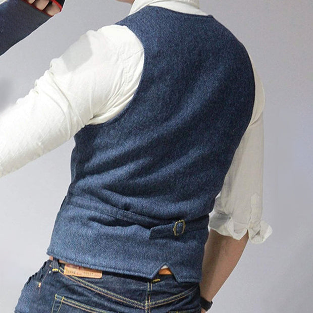 Elegant Men's Vest in Wool and Polyester, Sleeveless Men's Vest, Ideal for Chic and Casual Look