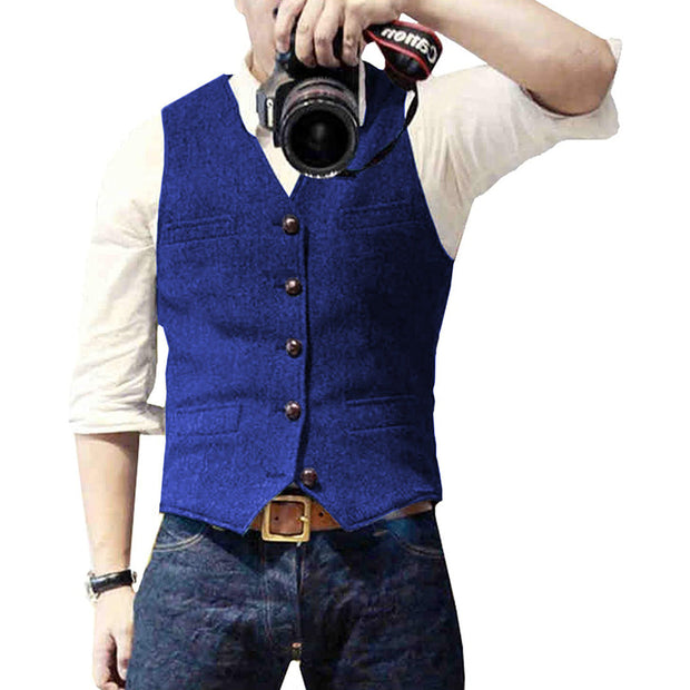 Elegant Men's Vest in Wool and Polyester, Sleeveless Men's Vest, Ideal for Chic and Casual Look