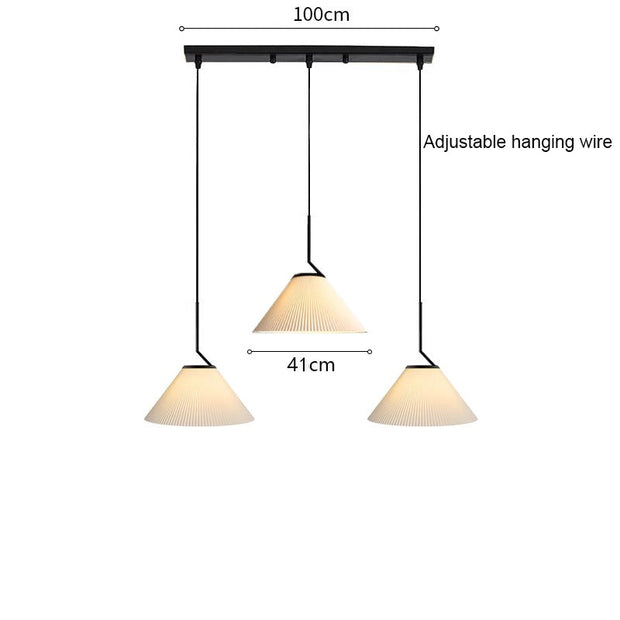 Scandinavian elegance: Cream fabric LED pendant light with Nordic pleated design