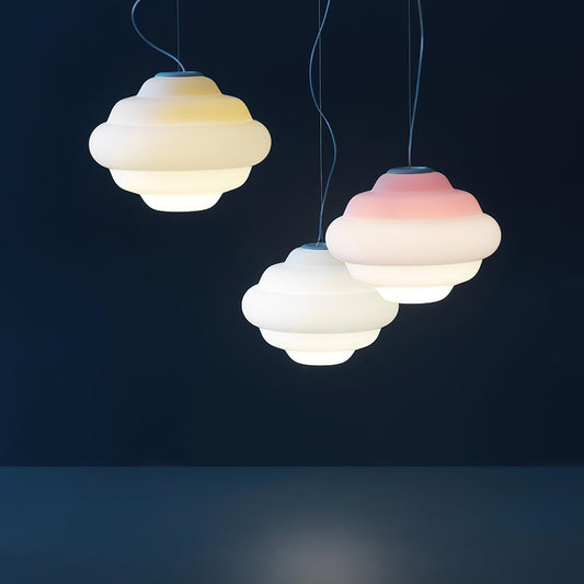 Éblouissant Lustre en Verre Nuageux avec Dégradé – Design LED Givré Élégant avec Flux de Couleurs Doux