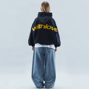 Oversize Cotton Hoodie with With Love Print – Comfortable and Trendy Streetwear Garment