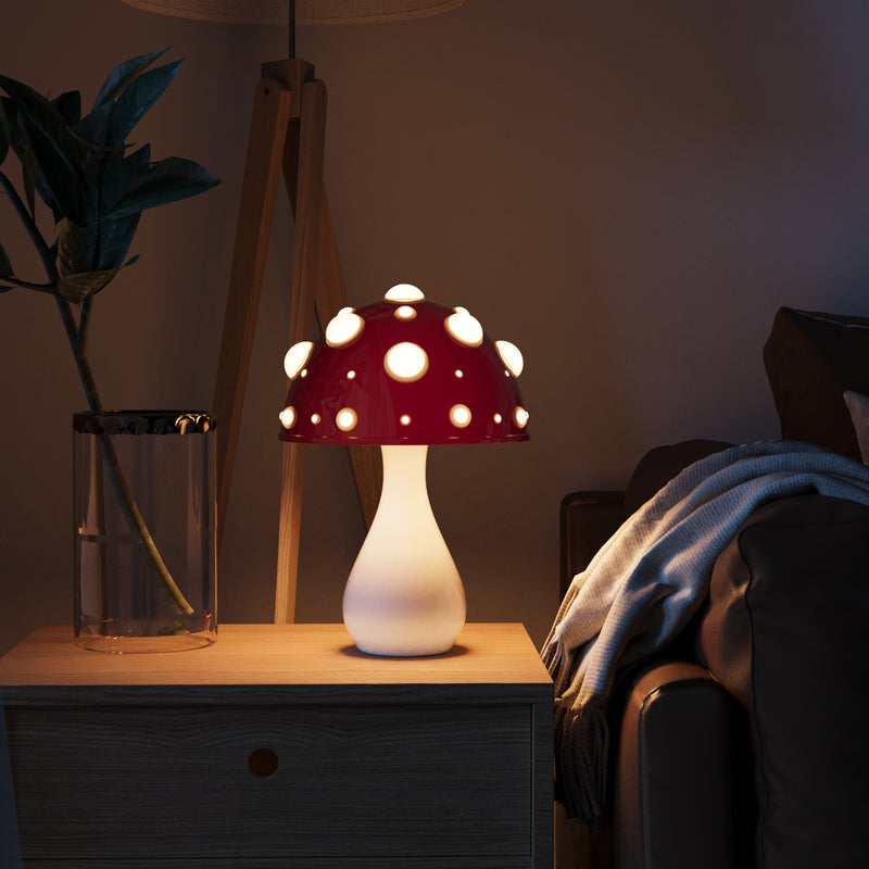 Lampe de Table Champignon LED Amanita Envoûtante – Dimmable et Sans Fil !