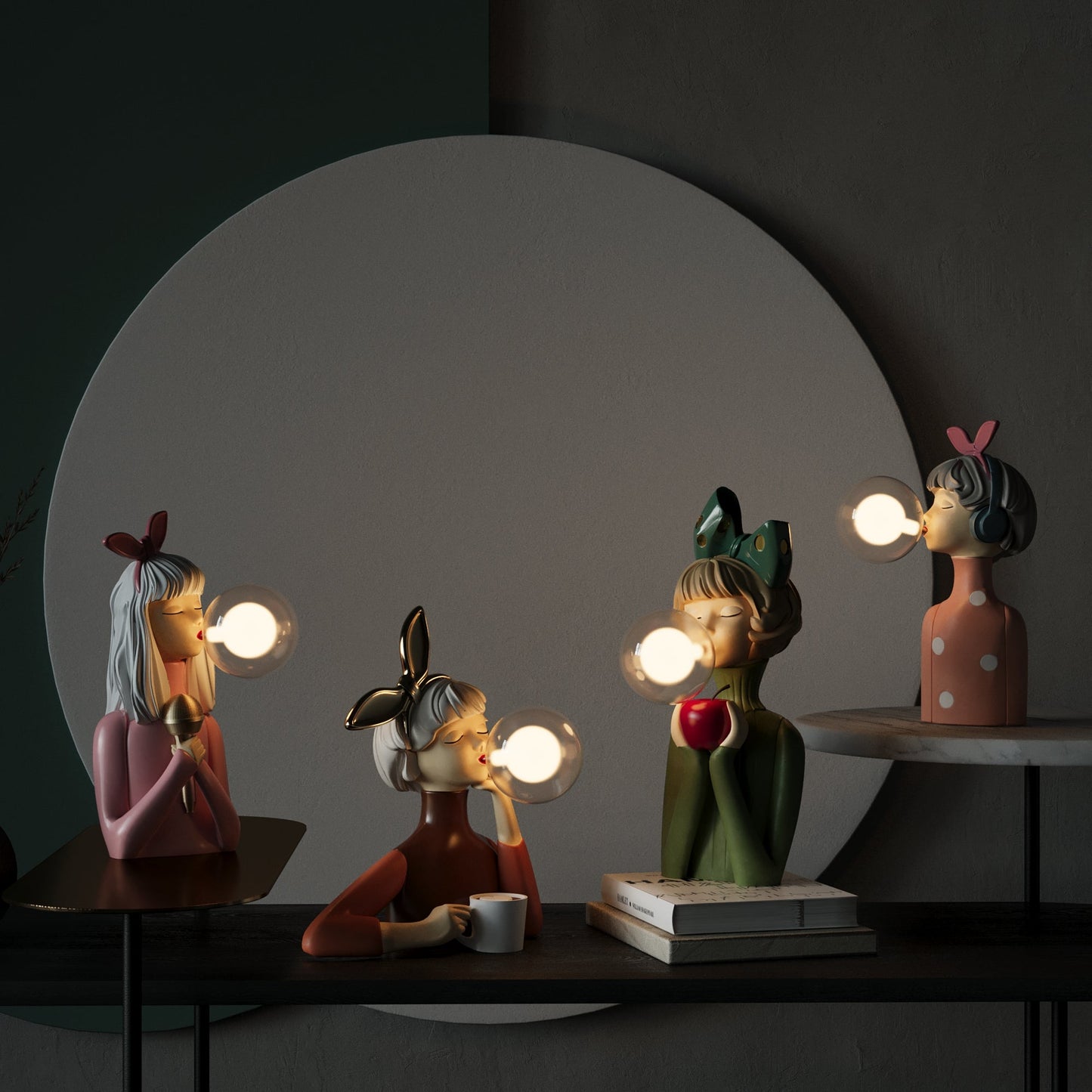 Lampe de table élégante Artisan Sisters – Une fusion unique de bois fait à la main et de design textile