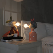 Elegant Artisan Sisters table lamp – A unique fusion of handmade wood and textile design