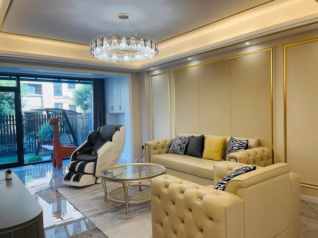 Elegant K9 crystal chandelier – Dazzling rose gold LED light with dimmable function (Available in different sizes)