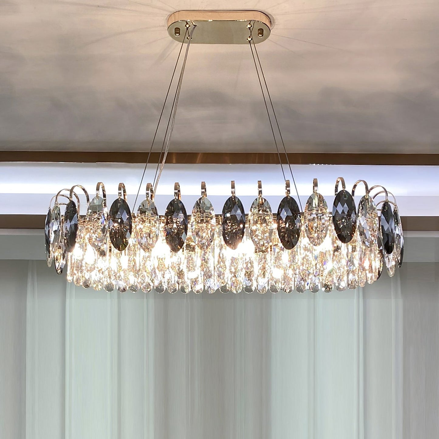 Chandelier en cristal K9 élégant – Éblouissante lumière LED rose gold avec fonction dimmable (Disponible en différentes tailles)