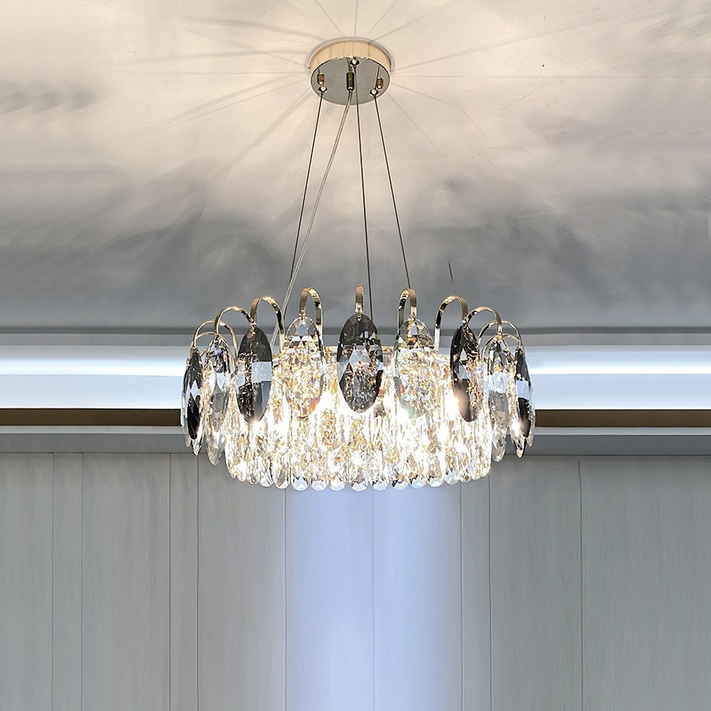 Chandelier en cristal K9 élégant – Éblouissante lumière LED rose gold avec fonction dimmable (Disponible en différentes tailles)