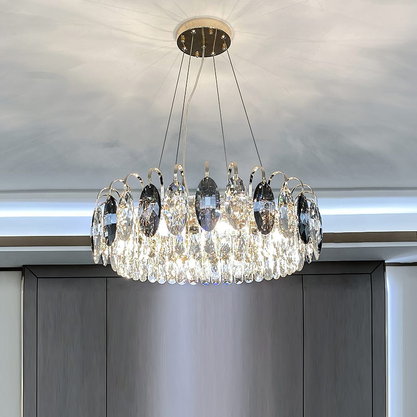 Chandelier en cristal K9 élégant – Éblouissante lumière LED rose gold avec fonction dimmable (Disponible en différentes tailles)