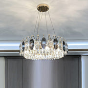 Elegant K9 crystal chandelier – Dazzling rose gold LED light with dimmable function (Available in different sizes)