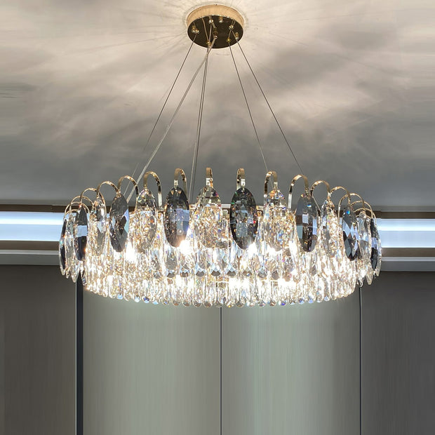 Elegant K9 crystal chandelier – Dazzling rose gold LED light with dimmable function (Available in different sizes)
