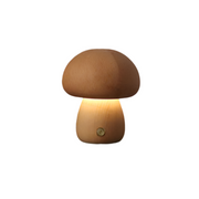 Eco-Friendly Wooden Mushroom Lamp with Touch Control – Rechargeable LED Charm