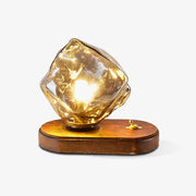 Chic Ice Stone glass table lamp – Elegant blend of metal and wood base