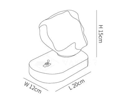 Tafellamp van glas Chic Ice Stone – Elegante mix van metalen en houten voet