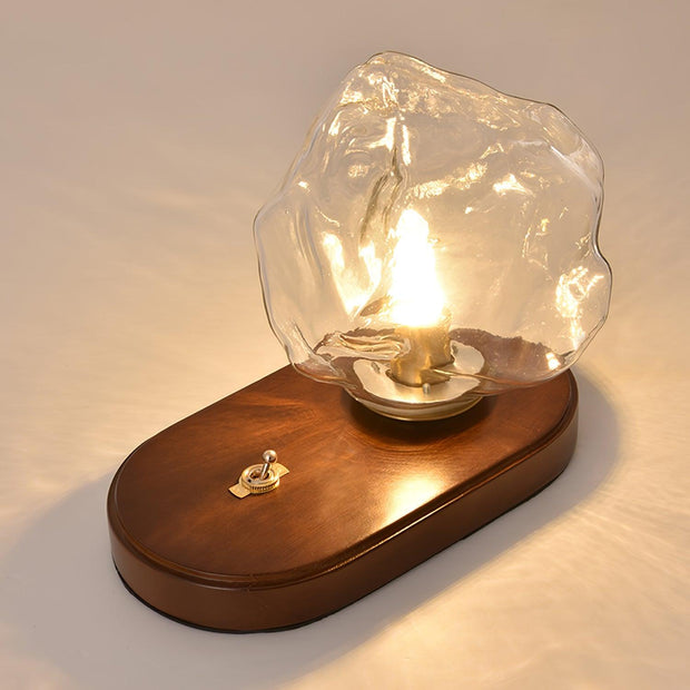 Chic Ice Stone glass table lamp – Elegant blend of metal and wood base