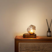 Chic Ice Stone glass table lamp – Elegant blend of metal and wood base
