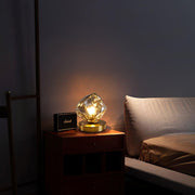 Chic Ice Stone glass table lamp – Elegant blend of metal and wood base