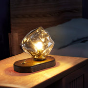 Chic Ice Stone glass table lamp – Elegant blend of metal and wood base