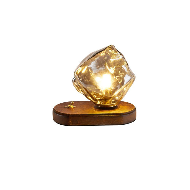 Chic Ice Stone glass table lamp – Elegant blend of metal and wood base