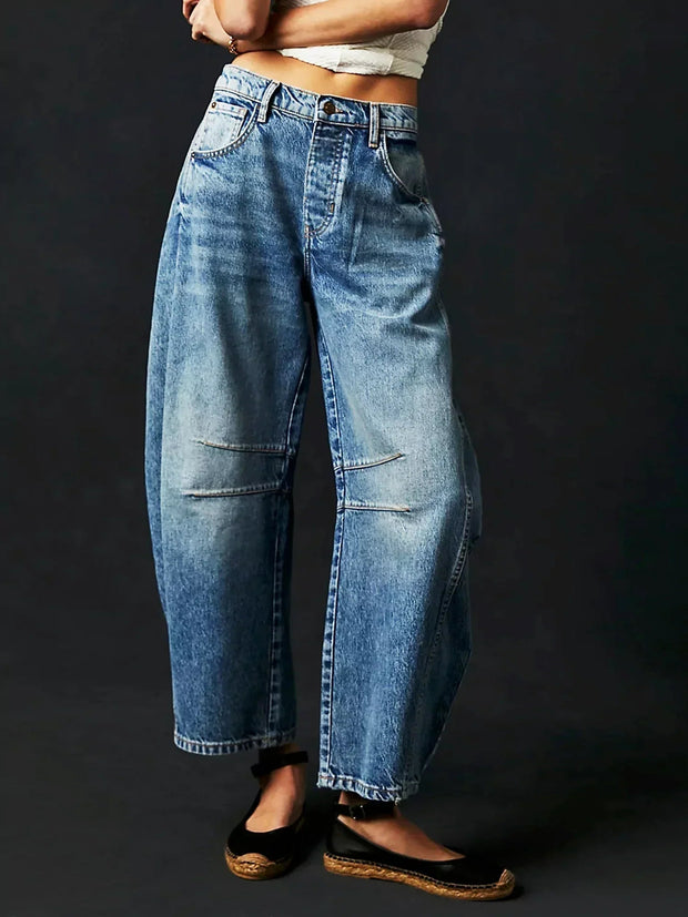 Jean Large Women Leopard Print Mid-High Waist - Comfortable and Trendy Wide Pants