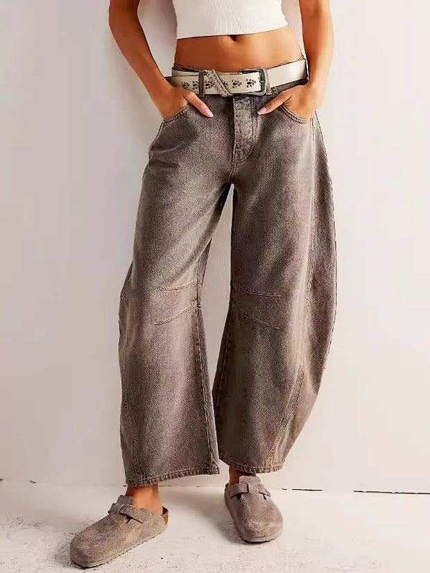 Jean Large Women Leopard Print Mid-High Waist - Comfortable and Trendy Wide Pants