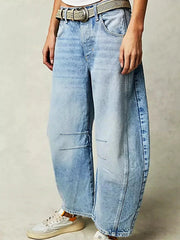 Jean Large Women Leopard Print Mid-High Waist - Comfortable and Trendy Wide Pants