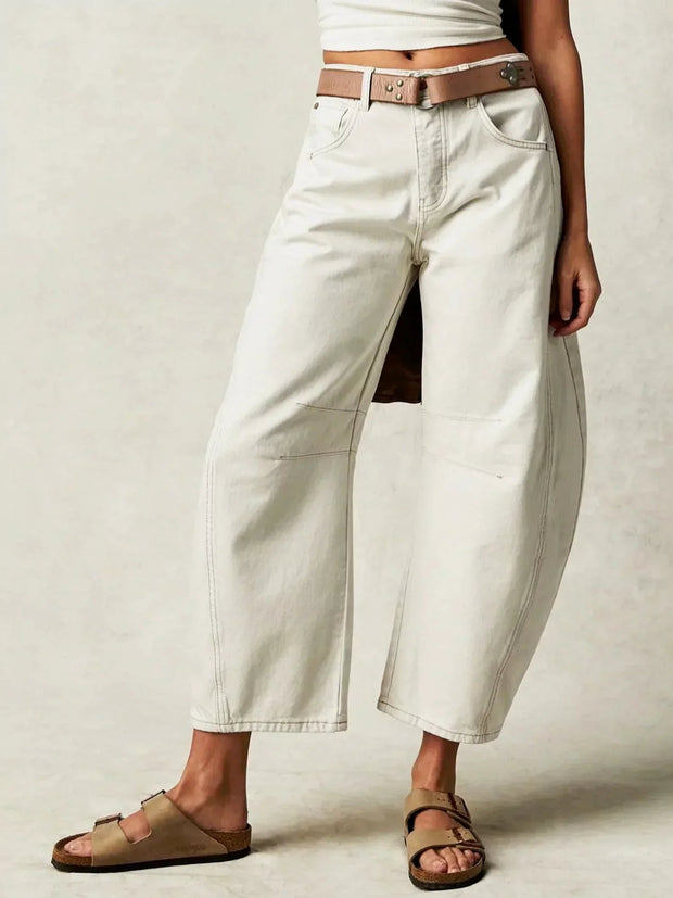 Jean Large Women Leopard Print Mid-High Waist - Comfortable and Trendy Wide Pants