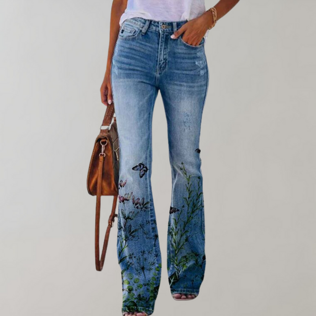 Comfortable Flared Jeans for Women - Bright Prints, Size S to 3XL, Casual Style for a Trendy Summer