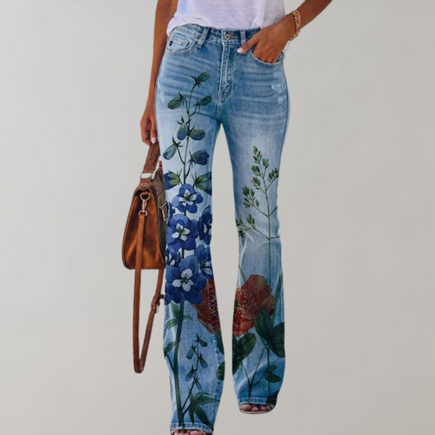 Comfortable Flared Jeans for Women - Bright Prints, Size S to 3XL, Casual Style for a Trendy Summer
