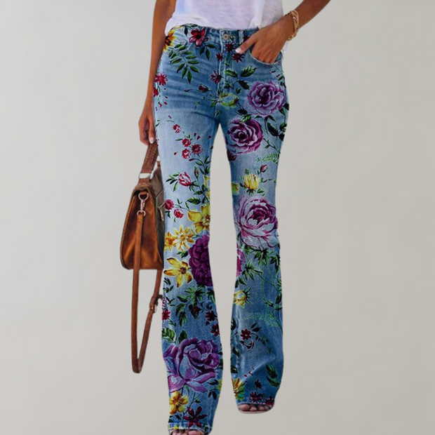 Comfortable Flared Jeans for Women - Bright Prints, Size S to 3XL, Casual Style for a Trendy Summer