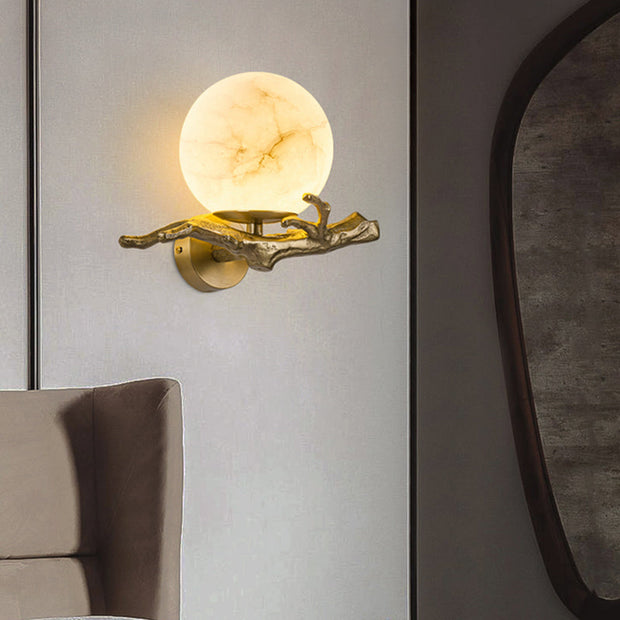 Elegant LED Wall Light in Marble and Copper – Stylish Lighting for Your Living Room and Bedroom