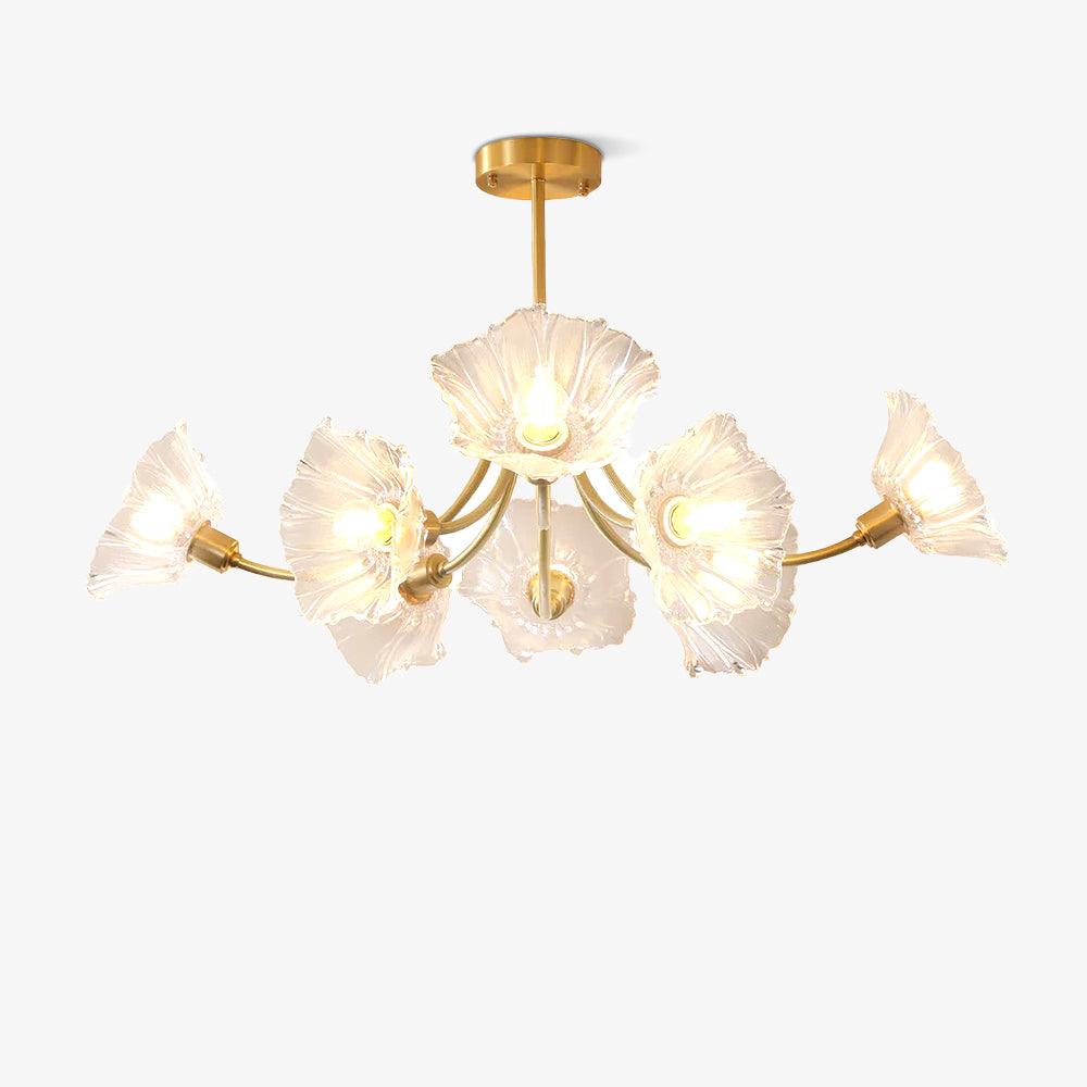 Superb Glass and Brass Chandelier Kalin – Exquisite Floral Elegance for Your Living and Dining Spaces