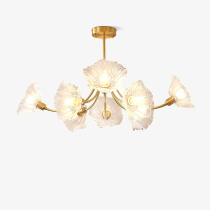 Superb Glass and Brass Chandelier Kalin – Exquisite Floral Elegance for Your Living and Dining Spaces