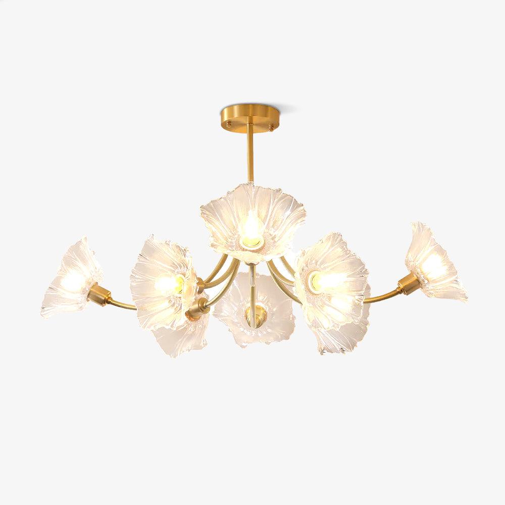 Superb Glass and Brass Chandelier Kalin – Exquisite Floral Elegance for Your Living and Dining Spaces