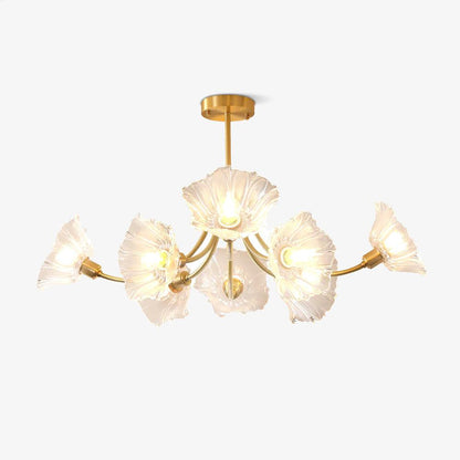 Superb Glass and Brass Chandelier Kalin – Exquisite Floral Elegance for Your Living and Dining Spaces