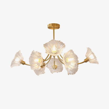 Superb Glass and Brass Chandelier Kalin – Exquisite Floral Elegance for Your Living and Dining Spaces