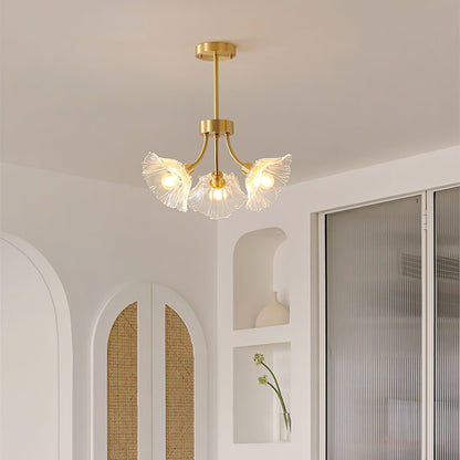 Superb Glass and Brass Chandelier Kalin – Exquisite Floral Elegance for Your Living and Dining Spaces