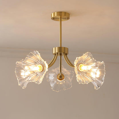Superb Glass and Brass Chandelier Kalin – Exquisite Floral Elegance for Your Living and Dining Spaces