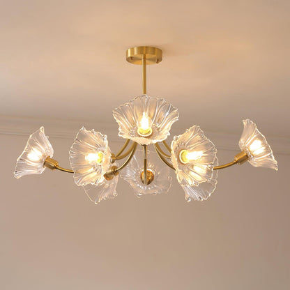 Superb Glass and Brass Chandelier Kalin – Exquisite Floral Elegance for Your Living and Dining Spaces