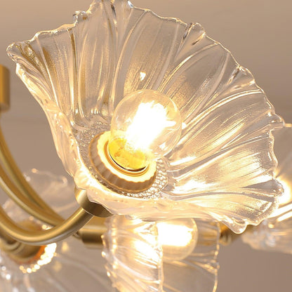 Superb Glass and Brass Chandelier Kalin – Exquisite Floral Elegance for Your Living and Dining Spaces
