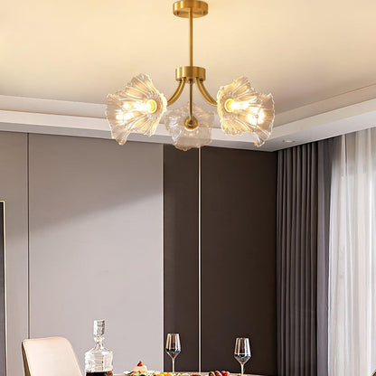 Superb Glass and Brass Chandelier Kalin – Exquisite Floral Elegance for Your Living and Dining Spaces